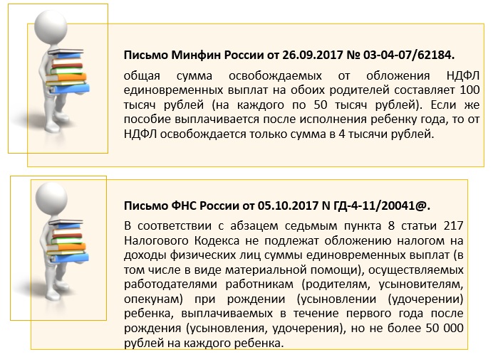 Основные налоговые льготы при рождении ребенка: